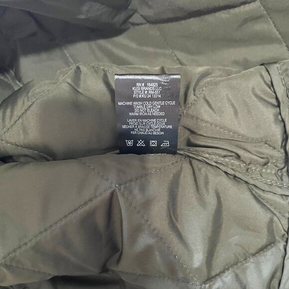 NWT REBECCA MINKOFF OLIVE GREEN QUILTED BELTED TRENCH COAT RM-551 - L - Picture 13 of 13